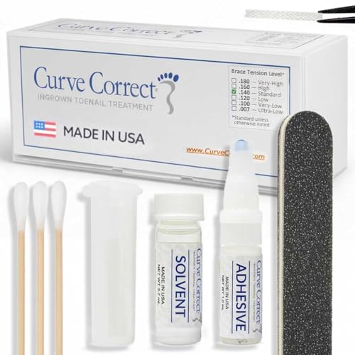 CurveCorrect Ingrown Toenail Treatment Kit - Ingrown Toenail Corrector Kit with 10 Braces - at Home Ingrown...