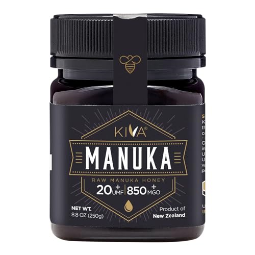 Kiva Raw Manuka Honey Certified UMF 20+, MGO 850+ 100% Pure New Zealand Honey - Non-GMO, Traceable,...