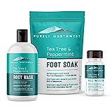 3 in 1 Professional Foot Spa Kit-with Tea Tree Foot & Body Soak-Tea Tree Body Wash & Nail Blend-Soothes Dry,...