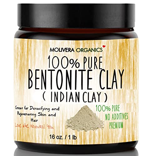 Molivera Organics Premium 1 lb Bentonite Clay Pure, Natural Detoxifying Clay for Face Masks, Hair Care & More...